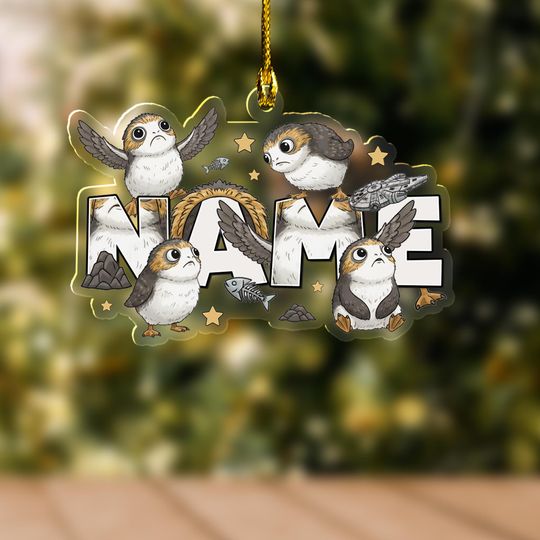 Personalized Porg Star Wars Christmas Acrylic Ornament, Darth Vader Xmas Gift