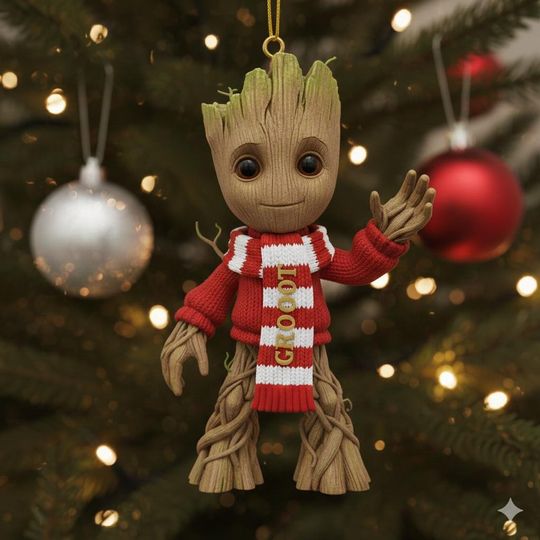 Personalized Groot 2D Flat Christmas Acrylic Ornament, Custom Avengers Xmas Gift