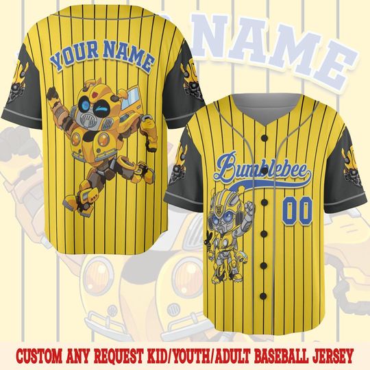 Custom Bumblebee Baseball Jersey  Transformer Birthday Shirt