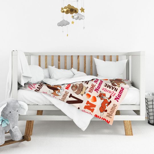 Personalized Watercolor Disney The Fox And The Hound Blanket