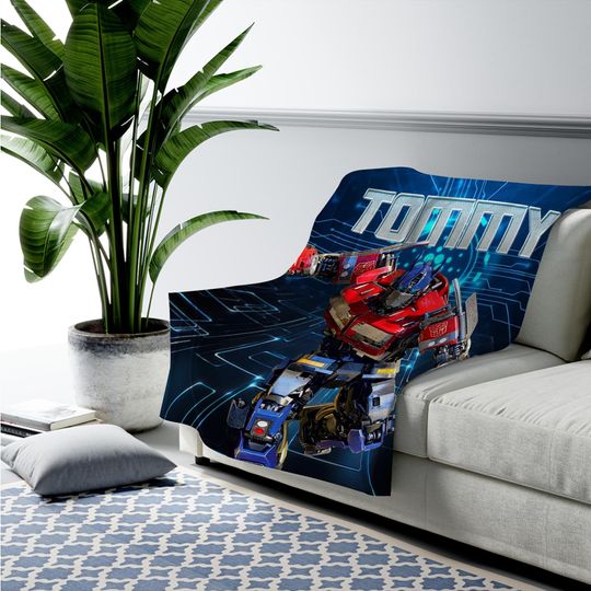 Custom Transformer Blanket, Personalized Robot Blankets, Boy Bed Room Blanket