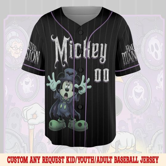 Halloween Mickey Haunted Mansion Baseball Jersey, Hitchhiking Ghosts Shirt