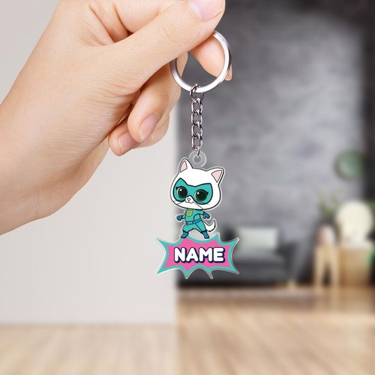 Custom Super Kitties Christmas keychain, Super Kitties keychain