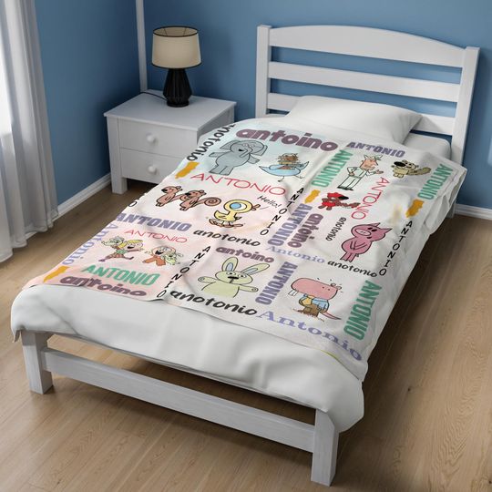 Personalized Elephant And Piggie Blanket, Custom Name Blanket