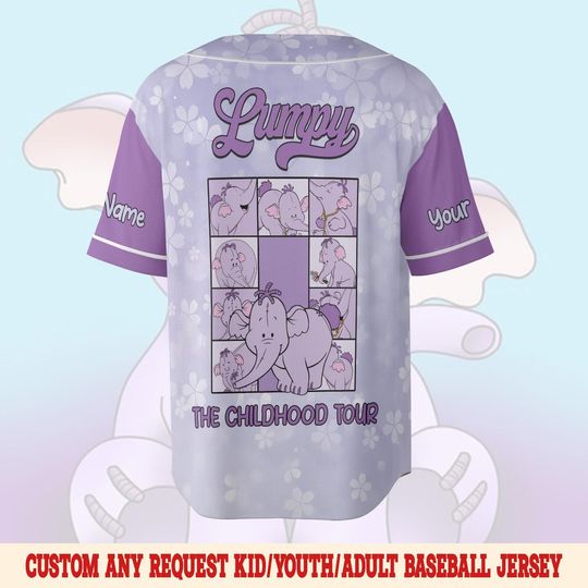 Custom Disney Lumpy Baseball Jersey, Winnie The Pooh Shirt, Personalized Disney Jersey