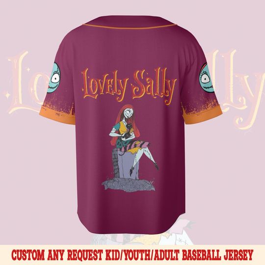 Custom Sally Nightmare Halloween Baseball Jersey, Sally Nightmare Before Christmas Jersey