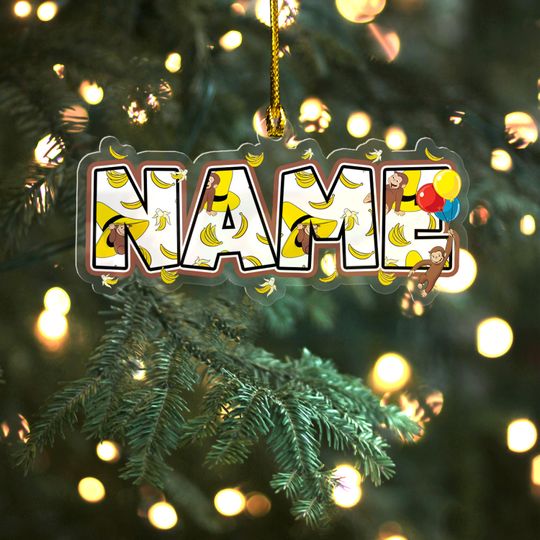 Custom Curious George Ornament, Custom Name Customized Curious George