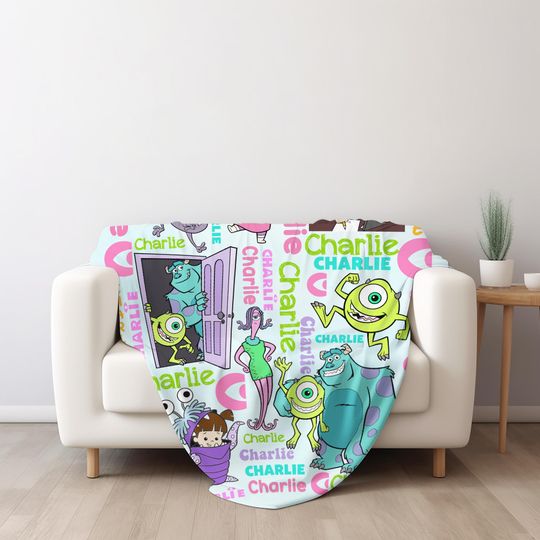 Personalized Monsters Inc Blanket, Custom Name Monster Inc Blanket