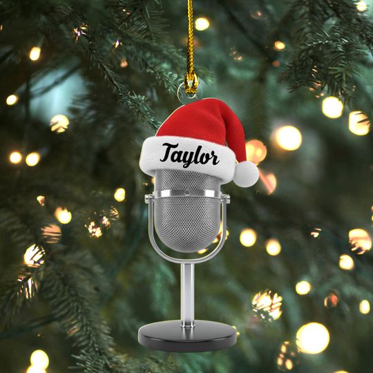 Personalized Microphone Ornament 2025 Singing Christmas Ornament Microphone Christmas Ornament