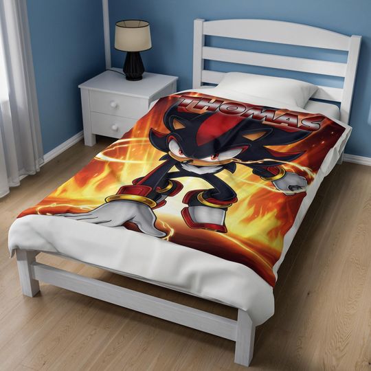Custom Sonic or Shadow The Hedgehog Blanket, Custom Name Blanket