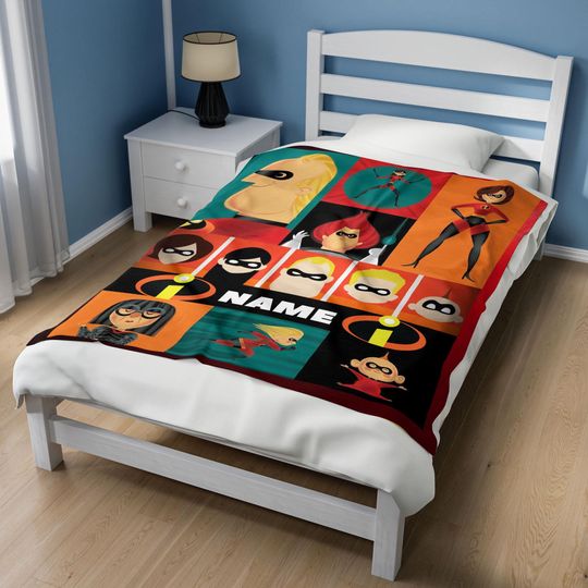 Incredibles 2 Blanket, Mr Incredible, Elastigirl Blanket, Horror Fleece Blanket