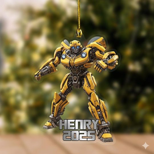 Custom Transformers Bumblebee Christmas 2D Flat Acrylic ornament, Personalized ornaments