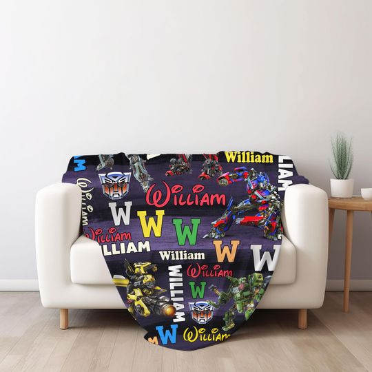 Custom Transformer Blanket/Personalized Robot Blankets/Boy Bed Room Blanket