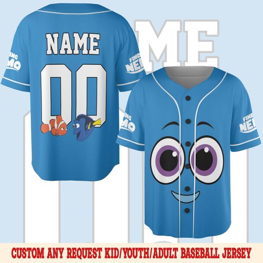 Finding Nemo Baseball Jersey, Personalized Number Name Jersey