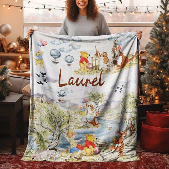 Personalized Winnie The Pooh Blanket/Pooh Bear Blanket/Winnie The Pooh And Friends Blanket