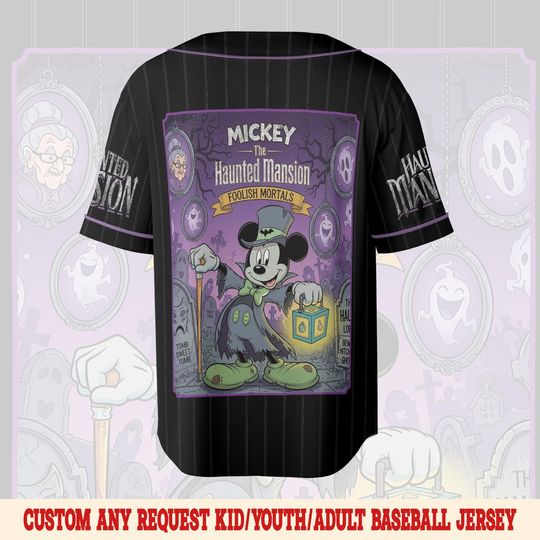 Halloween Mickey Haunted Mansion Baseball Jersey, Hitchhiking Ghosts Shirt