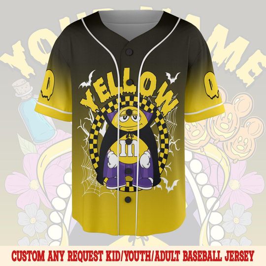 Custom M&M Halloween Character Baseball Jersey, M And M Halloween Jersey