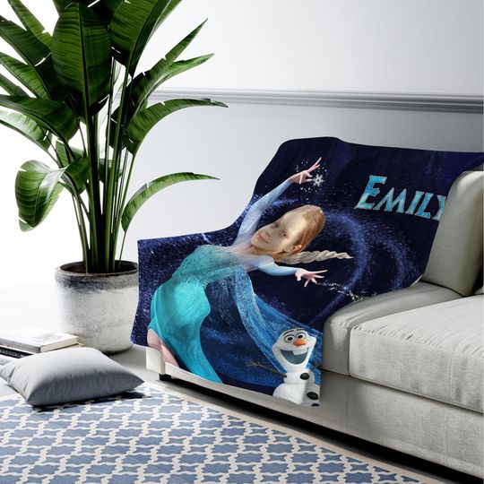 Personalized Disney Princess Blanket, Face Photo Name Girl Blanket