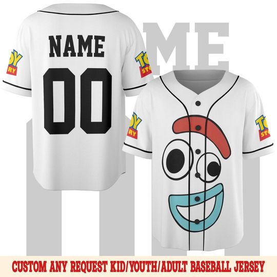 Forky Halloween Costume Baseball Jersey, Forky Halloween Group, Forky Emotion Face Jersey