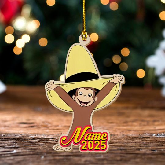 Personalized Curious George Acrylic Ornament, Customized Curious George