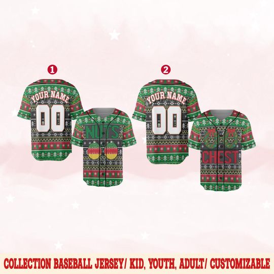 Chest And Nuts Couples Christmas Baseball Jersey/Christmas Couple Jersey/Holiday Matching Jersey/Funny Christmas Chestnuts Jersey OHWF04