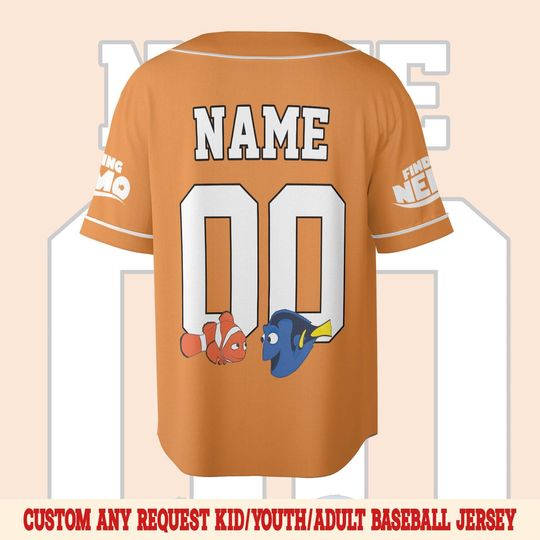 Finding Nemo Baseball Jersey, Personalized Number Name Jersey