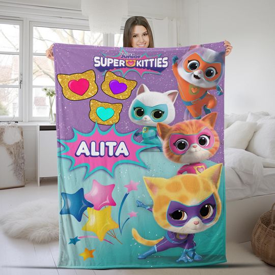 Custom Super Kitties Blanket, Custom Super Kitties Blanket