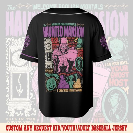Custom Haunted Mansion Map Baseball Jersey, Haunted Mansion Jersey Team