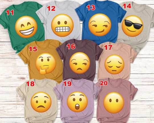 Emoji Icon Costume, Funny Halloween Group Matching Costume Ideas, Emotional Face Costume, Emoticon Group Of Friends Costume Shirts SJ1B01