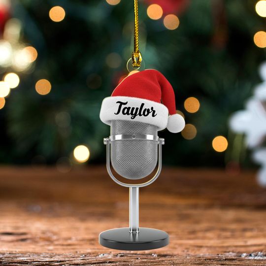 Personalized Microphone Ornament 2025 Singing Christmas Ornament Microphone Christmas Ornament