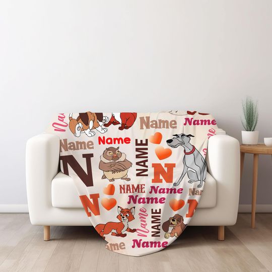 Personalized Watercolor Disney The Fox And The Hound Blanket