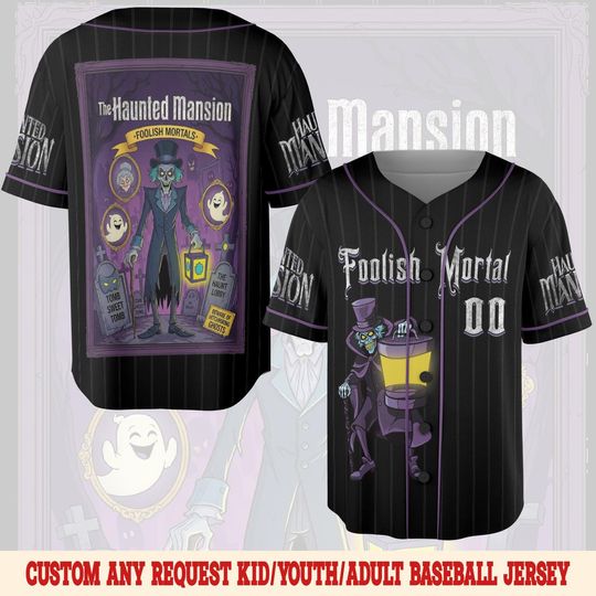 Halloween Haunted Mansion Baseball Jersey, Hitchhiking Ghosts Shirt