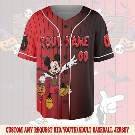 Custom Mickey And Friends Halloween Baseball Jersey