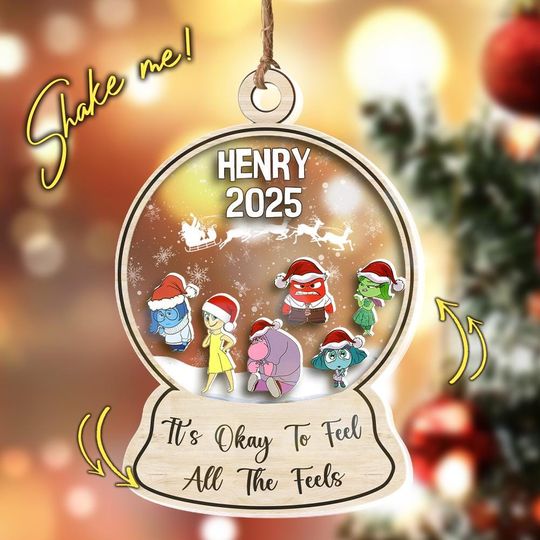 Inside Out Christmas Shaker Acrylic Ornament, Custom Inside Out Tree Hanging Decor