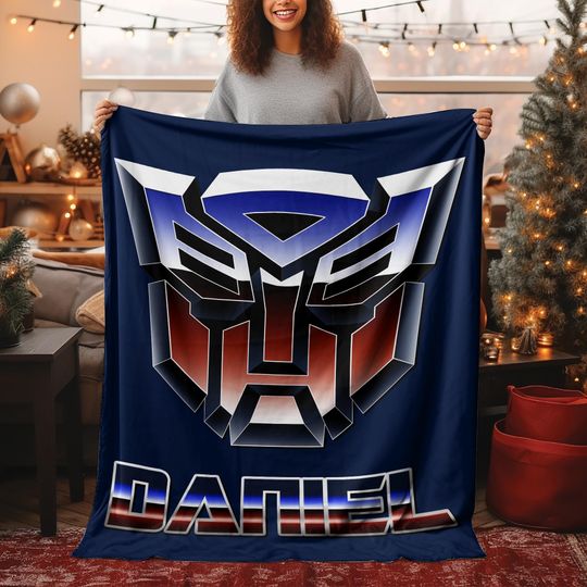 Custom Transformer Blanket, Personalized Robot Blankets, Boy Bed Room Blanket