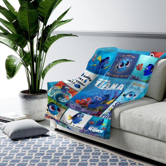 Funny Finding Dory Custom Blanket, Personalized Finding Nemo Blanket, Dory Nemo Blanket, Mink Sherpa Blanket, Nemo Dory Cartoon