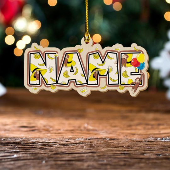 Custom Curious George Ornament, Custom Name Customized Curious George