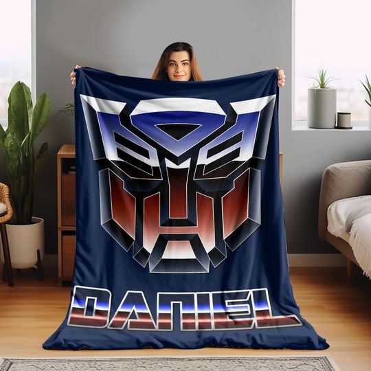 Custom Transformer Blanket, Personalized Robot Blankets, Boy Bed Room Blanket