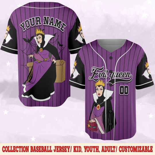 Personalized Disney Snow White Evil Queen Baseball Jersey Custom Evil Queen Jersey