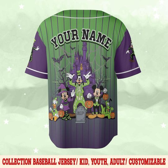 Personalized Disney Mickey And Friends Oogie Boogie Halloween Baseball Jersey