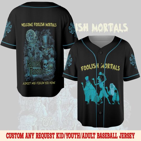 Halloween Haunted Mansion Baseball Jersey, Hitchhiking Ghosts Shirt