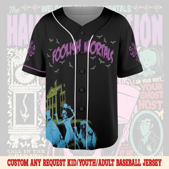 Custom Haunted Mansion Map Baseball Jersey, Haunted Mansion Jersey Team