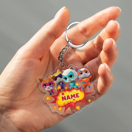 Personalized SuperKitties Cutout Keychain/SuperKitties Christmas Keychain
