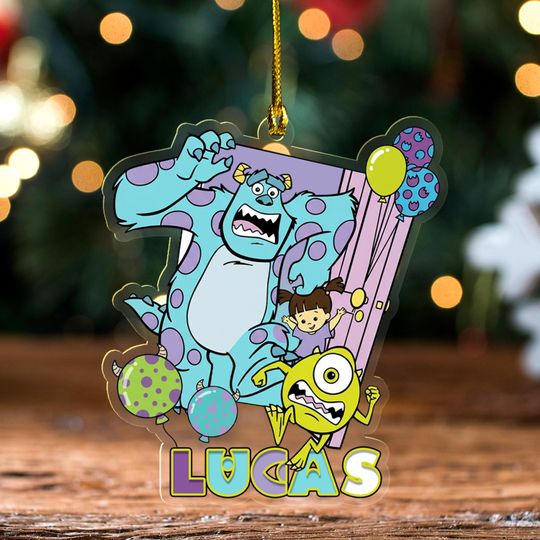 Custom Monsters Inc Acrylic Ornament - Sully Boo Mike Ornament, University Theme