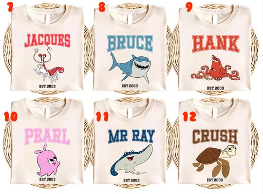 Retro Disney Finding Nemo All Characters Est 2003 Group Custom Vintage Shirt