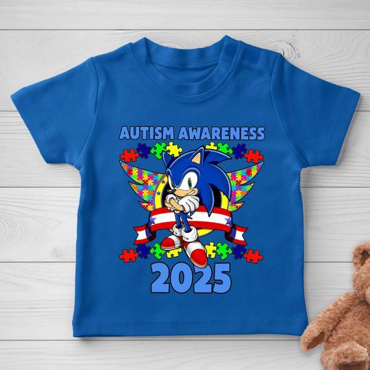 Sonic Autism Awareness Shirt/Sonic The Hedgehog Autism Kids Shirt/Blue Autism Awareness/Disney Autism Kids Shirt/Autism Kid Shirt