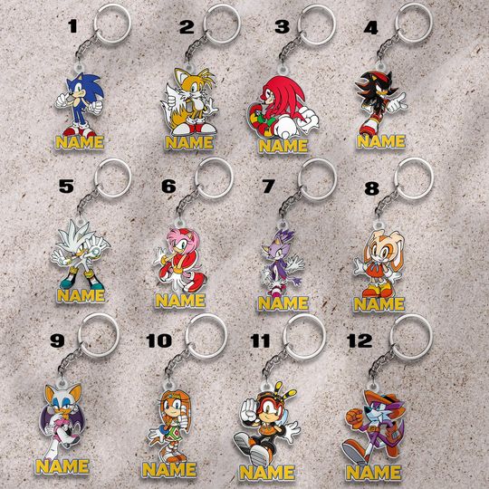 Sonic Acrylic Keychain, Disney Cutout Keychain, Personalized Christmas Keychain