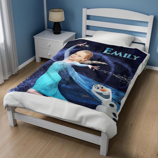 Personalized Disney Princess Blanket, Face Photo Name Girl Blanket