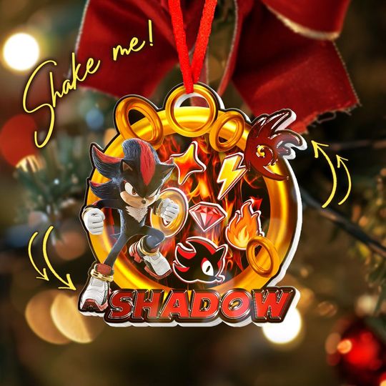 Personalized Sonic Shadow Shaker Acrylic Ornament, Shadow The Hedgehog Shaker Ornament