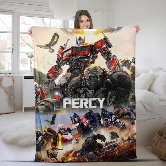 Custom Transformer Blanket, Personalized Robot Blankets, Boy Bed Room Blanket